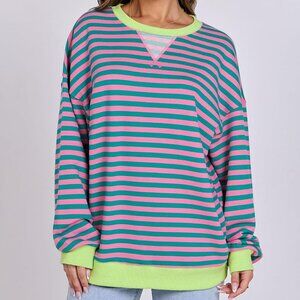 French Terry Relaxed Fit Striped Sweatshirt